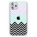 Light Teal & Purple Sharp Black Chevron  - Protective Skin Wrap & Decal – Compatible with iPhone SE to iPhone 17 Pro Max (All Models)