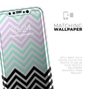 Light Teal & Purple Sharp Black Chevron  - Protective Skin Wrap & Decal – Compatible with iPhone SE to iPhone 17 Pro Max (All Models)