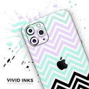 Light Teal & Purple Sharp Black Chevron  - Protective Skin Wrap & Decal – Compatible with iPhone SE to iPhone 17 Pro Max (All Models)