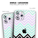 Light Teal & Purple Sharp Black Chevron  - Protective Skin Wrap & Decal – Compatible with iPhone SE to iPhone 17 Pro Max (All Models)