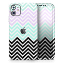 Light Teal & Purple Sharp Black Chevron  - Protective Skin Wrap & Decal – Compatible with iPhone SE to iPhone 17 Pro Max (All Models)