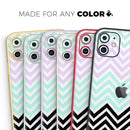 Light Teal & Purple Sharp Black Chevron  - Protective Skin Wrap & Decal – Compatible with iPhone SE to iPhone 17 Pro Max (All Models)