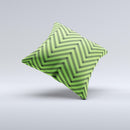 Lime Green Black Sketch Chevron Ink-Fuzed Decorative Throw Pillow
