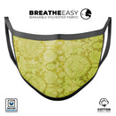 Lime Green Cauliflower Damask Pattern - Made in USA Mouth Cover Unisex Anti-Dust Cotton Blend Reusable & Washable Face Mask with Adjustable Sizing for Adult or Child