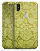 Lime Green Cauliflower Damask Pattern - iPhone X Skin-Kit