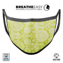 Lime Green Floral Rococo Pattern - Made in USA Mouth Cover Unisex Anti-Dust Cotton Blend Reusable & Washable Face Mask with Adjustable Sizing for Adult or Child