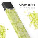 Lime Green Floral Rococo Pattern - Premium Decal Protective Skin-Wrap Sticker compatible with the Juul Labs vaping device