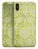 Lime Green Floral Rococo Pattern - iPhone X Skin-Kit