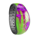 Lime Green Metal with Hot Purple Rust - Decal Skin Wrap Kit for the Disney Magic Band