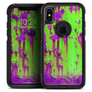 Lime Green Metal with Hot Purple Rust - Skin Kit for the iPhone OtterBox Cases