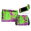 Lime Green Metal with Hot Purple Rust // Skin Decal Wrap Kit for Nintendo Switch Console & Dock, Joy-Cons, Pro Controller, Lite, 3DS XL, 2DS XL, DSi, or Wii - Vinyl Skin Wrap for Nintendo Switch 2, OLED, Lite, Pro Controller, Wii & Classic Handhelds