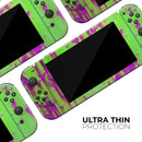 Lime Green Metal with Hot Purple Rust // Skin Decal Wrap Kit for Nintendo Switch Console & Dock, Joy-Cons, Pro Controller, Lite, 3DS XL, 2DS XL, DSi, or Wii - Vinyl Skin Wrap for Nintendo Switch 2, OLED, Lite, Pro Controller, Wii & Classic Handhelds