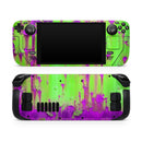 Lime Green Metal with Hot Purple Rust // Full Body Skin Decal Wrap Kit for the Steam Deck handheld gaming computer