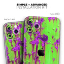 Lime Green Metal with Hot Purple Rust  - Protective Skin Wrap & Decal – Compatible with iPhone SE to iPhone 17 Pro Max (All Models)