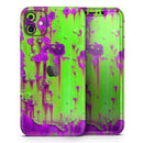 Lime Green Metal with Hot Purple Rust  - Protective Skin Wrap & Decal – Compatible with iPhone SE to iPhone 17 Pro Max (All Models)