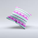 Lime Green Purple Tribal Ethic Geometric Pattern Ink-Fuzed Decorative Throw Pillow