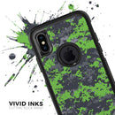 Lime Green and Gray Digital Camouflage - Skin Kit for the iPhone OtterBox Cases