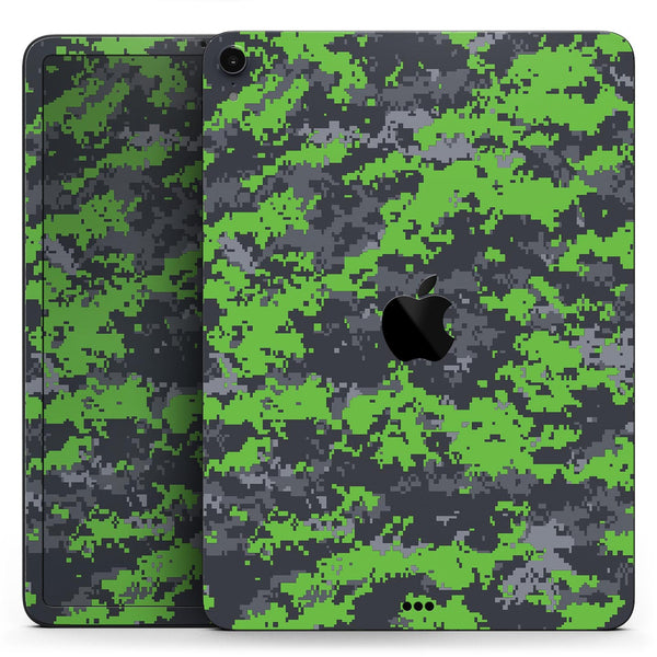 Lime Green and Gray Digital Camouflage - Full Body Skin Decal for the Apple iPad Pro 12.9", 11", 10.5", 9.7", Air or Mini (All Models Available)