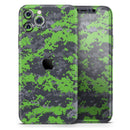 Lime Green and Gray Digital Camouflage - Vinyl Skin Wrap for iPhone 17 Pro Max, 17 Pro, 17 Air, 17, 16 & All Models — Soft Matte or Ultra Gloss