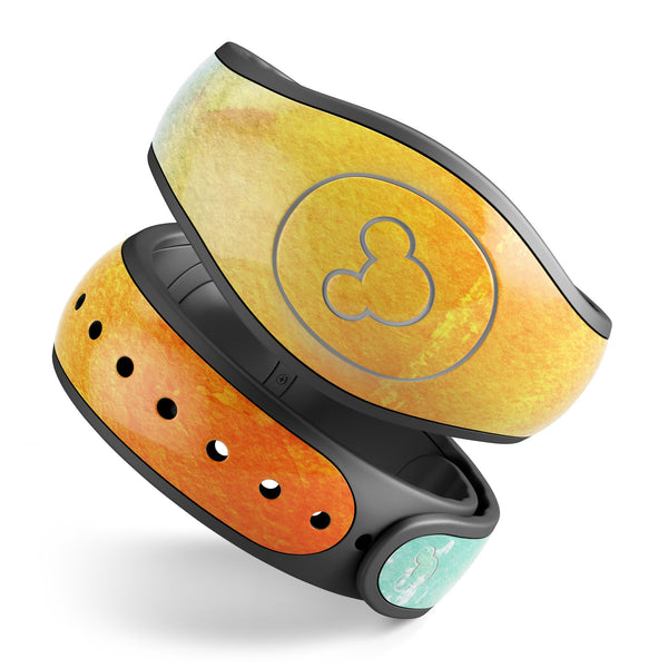 Lined Orange 443 Absorbed Watercolor Texture - Decal Skin Wrap Kit for the Disney Magic Band
