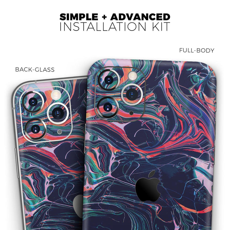 Liquid Abstract Paint Remix V30 - Skin-Kit compatible with the Apple iPhone 13, 13 Pro Max, 13 Mini, 13 Pro, iPhone 12, iPhone 11 (All iPhones Available)