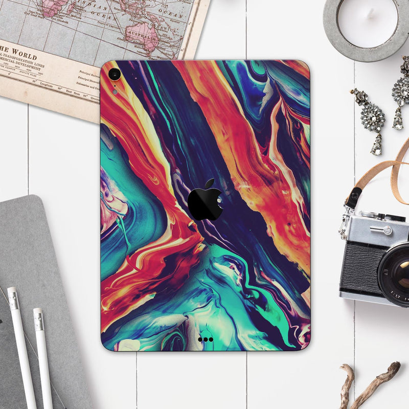 Liquid Abstract Paint Remix V3 - Full Body Skin Decal for the Apple iPad Pro 12.9", 11", 10.5", 9.7", Air or Mini (All Models Available)