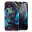Liquid Abstract Paint Remix V43 - Skin-Kit compatible with the Apple iPhone 13, 13 Pro Max, 13 Mini, 13 Pro, iPhone 12, iPhone 11 (All iPhones Available)