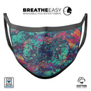 Liquid Abstract Paint Remix V91 - Made in USA Mouth Cover Unisex Anti-Dust Cotton Blend Reusable & Washable Face Mask with Adjustable Sizing for Adult or Child