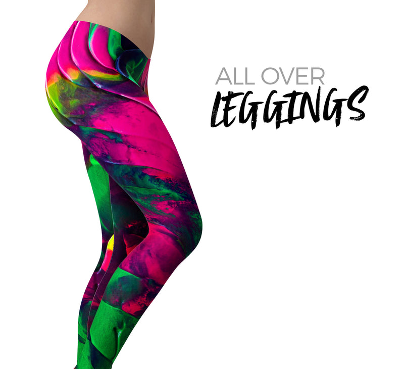 Liquid Abstract Paint V12 - All Over Print Womens Leggings / Yoga or Workout Pants