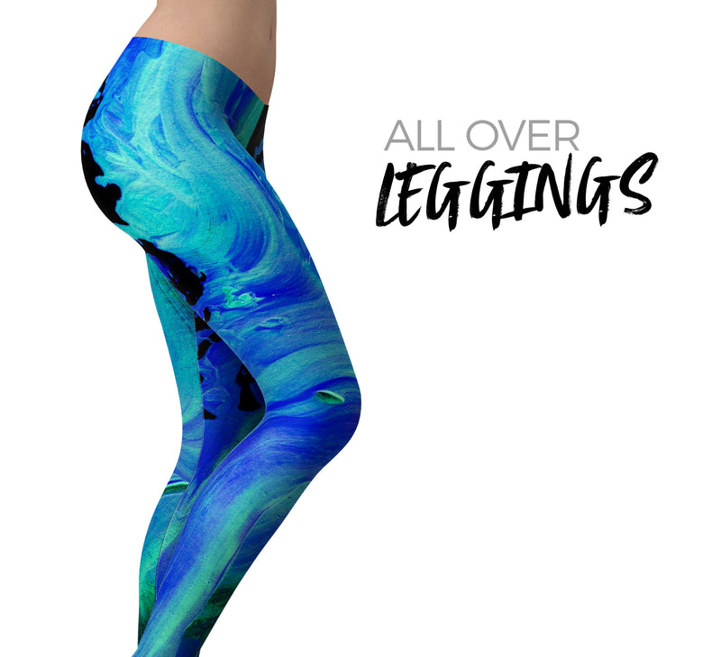 Liquid Abstract Paint V46 - All Over Print Womens Leggings / Yoga or Workout Pants