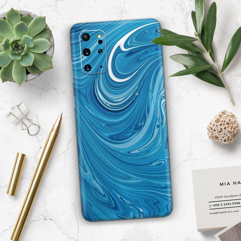Liquid Blue Color Fusion - Skin-Kit for the Samsung Galaxy S-Series S20, S20 Plus, S20 Ultra , S10 & others (All Galaxy Devices Available)