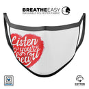 Listen To Your Heart - Made in USA Mouth Cover Unisex Anti-Dust Cotton Blend Reusable & Washable Face Mask with Adjustable Sizing for Adult or Child