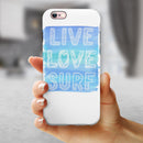 Live Love Surf iPhone 6/6s or 6/6s Plus 2-Piece Hybrid INK-Fuzed Case