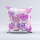Loopy Pink and Purple Hearts ink-Fuzed Decorative Throw Pillow
