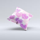 Loopy Pink and Purple Hearts ink-Fuzed Decorative Throw Pillow