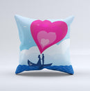 Love-Sail Heart Trip ink-Fuzed Decorative Throw Pillow