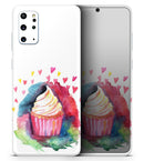 Love, Cupcakes, and Watercolor - Premium Vinyl Skin Decal for Samsung Galaxy S25 Ultra, S24, S23, S22 & All Galaxy S Models