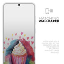 Love, Cupcakes, and Watercolor - Premium Vinyl Skin Decal for Samsung Galaxy S25 Ultra, S24, S23, S22 & All Galaxy S Models