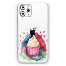Love, Cupcakes, and Watercolor - Vinyl Skin Wrap for iPhone 17 Pro Max, 17 Pro, 17 Air, 17, 16 & All Models — Soft Matte or Ultra Gloss