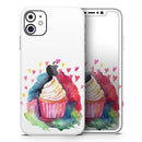 Love, Cupcakes, and Watercolor - Vinyl Skin Wrap for iPhone 17 Pro Max, 17 Pro, 17 Air, 17, 16 & All Models — Soft Matte or Ultra Gloss