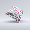 Love and Hearts Doodle Pattern ink-Fuzed Decorative Throw Pillow