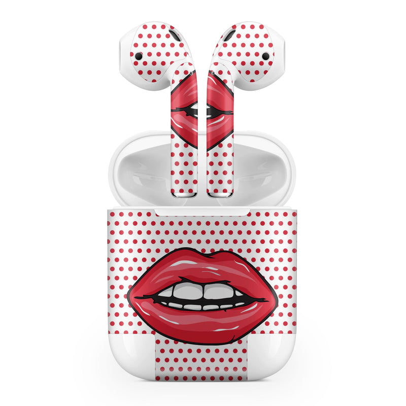 Lovely Lips - Full Body Skin Decal Wrap Kit for the Wireless Bluetooth Apple Airpods Pro, AirPods Gen 1 or Gen 2 with Wireless Charging