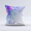 Magical Abstract Pink & Blue Floral Ink-Fuzed Decorative Throw Pillow