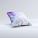 Magical Abstract Pink & Blue Floral Ink-Fuzed Decorative Throw Pillow