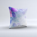 Magical Abstract Pink & Blue Floral Ink-Fuzed Decorative Throw Pillow