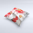 Magical Unfocused Red Hearts and Wine ink-Fuzed Decorative Throw Pillow