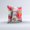 Magical Unfocused Red Hearts and Wine ink-Fuzed Decorative Throw Pillow
