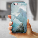 Majestic White Stallion Unicorn Rearing in Triump over Enemies Before the Light of a Full Moon on a Mid Summer's Night iPhone 6/6s or 6/6s Plus 2-Piece Hybrid INK-Fuzed Case