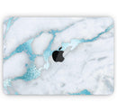 Marble & Digital Blue Frosted Foil V1 - Skin Decal Wrap Kit Compatible with the Apple MacBook Pro, Pro with Touch Bar or Air (11", 12", 13", 15" & 16" - All Versions Available)