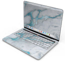 Marble & Digital Blue Frosted Foil V1 - Skin Decal Wrap Kit Compatible with the Apple MacBook Pro, Pro with Touch Bar or Air (11", 12", 13", 15" & 16" - All Versions Available)